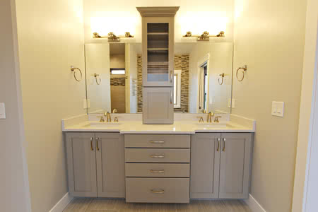 Suspended Vanity Tower Or Linen Closet, Double Vanity With Tower Cabinet
